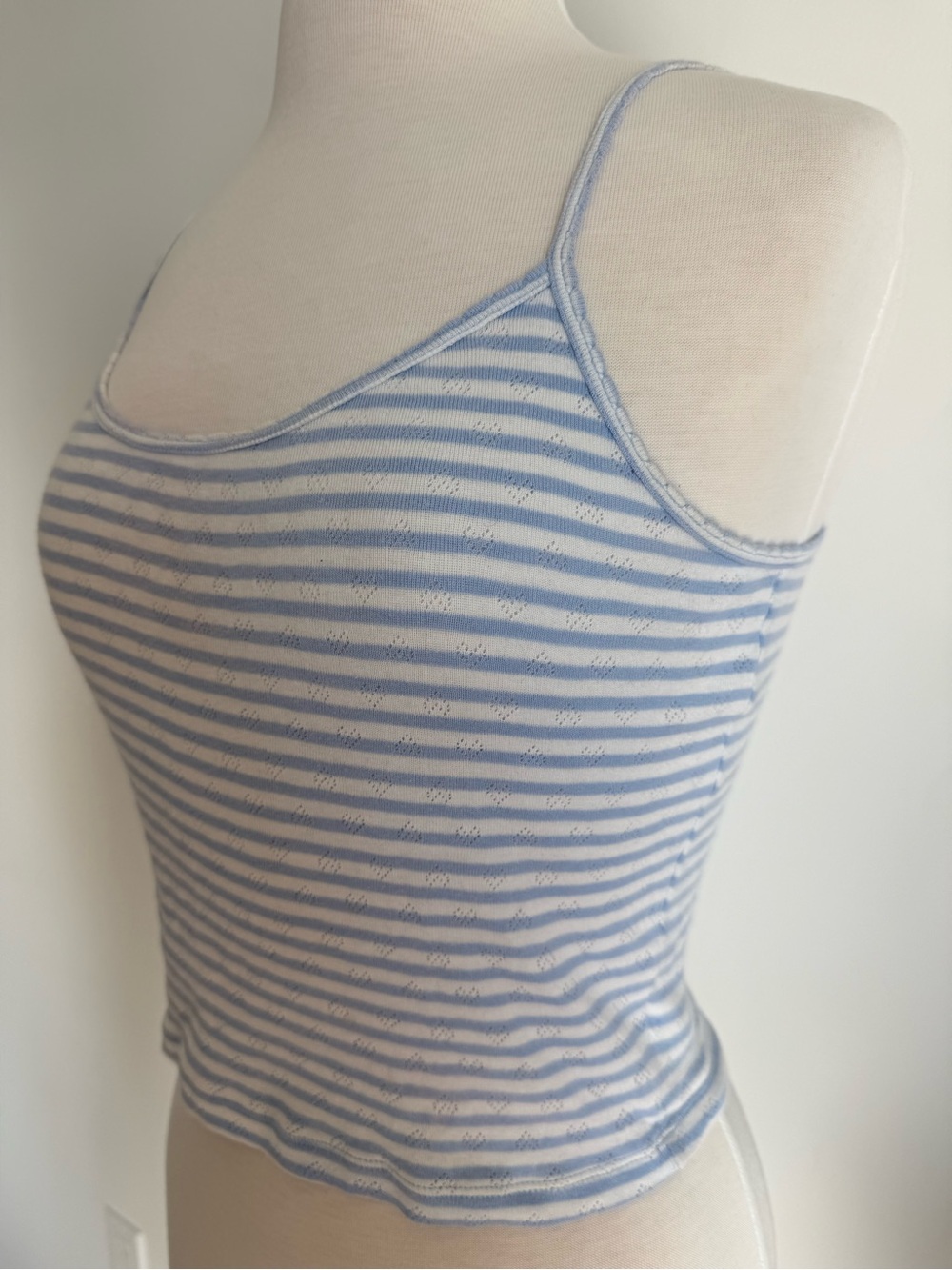 Victoria's Secret PINK blue and white striped pointelle cami tank top // Size M